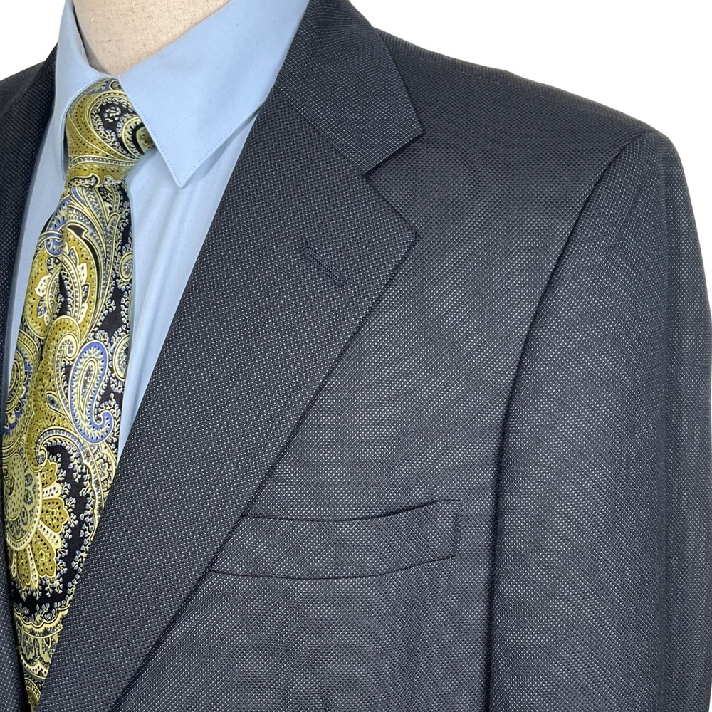 Tom James Corporate Image Blazer Men 42‎ Blue Black Birdseye Two Button Jacket